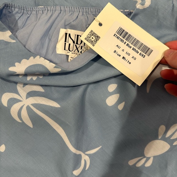 INDI LUXE LIGHT AURA MAXI SKIRT PRINT BLUE WHITE - Picture 5 of 6